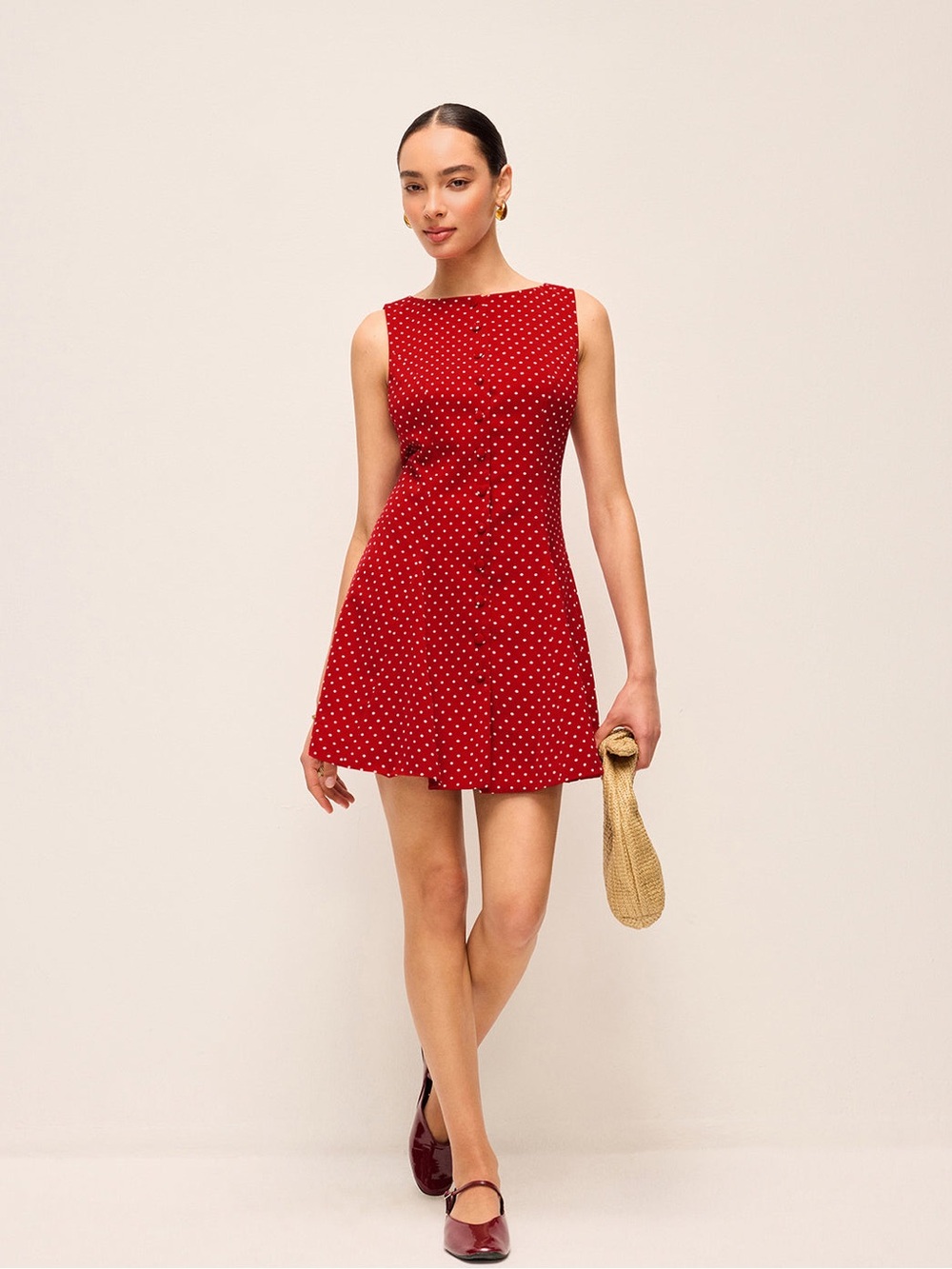 Commense Polka-Dot Sleeveless Tie-Back Dress - Size XS - Picture 2 of 15